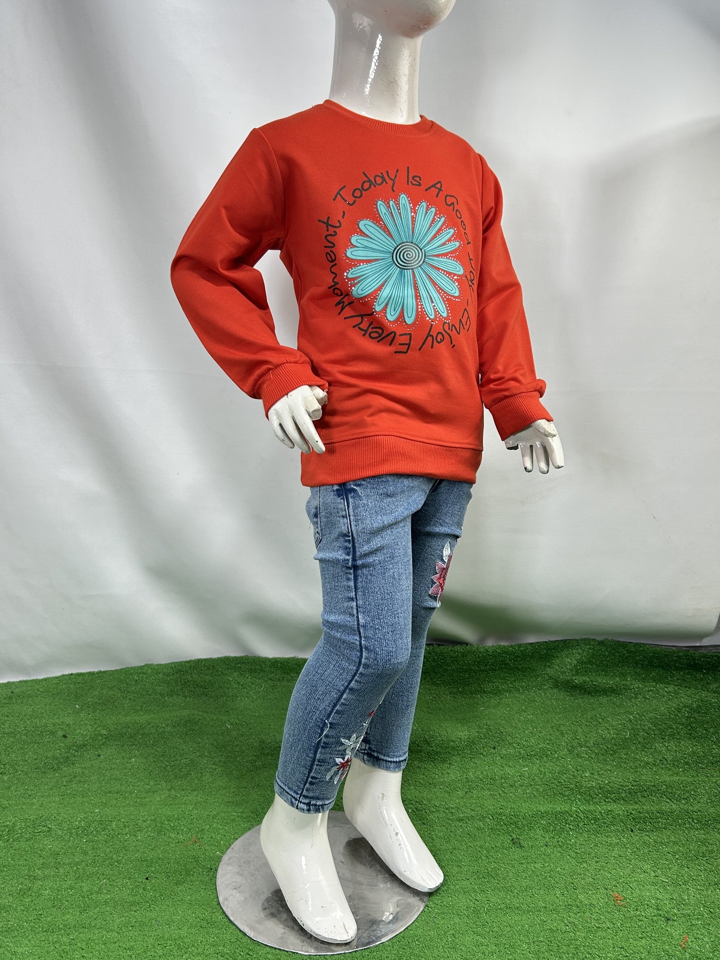 3Yrs - 8Yrs Flower Red Full Sleeve T-Shirt For Girls SK GTS89