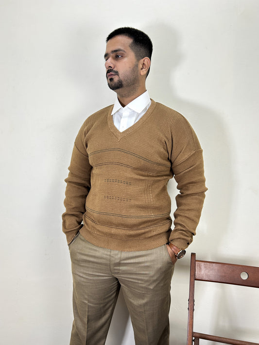 Rust Brown Full Sleeves Sweater for Men MSW60