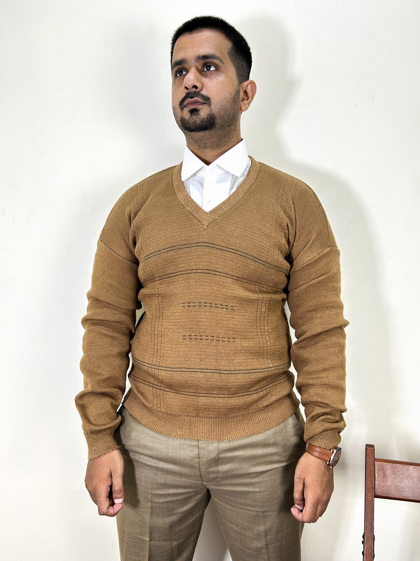 Rust Brown Full Sleeves Sweater for Men MSW60