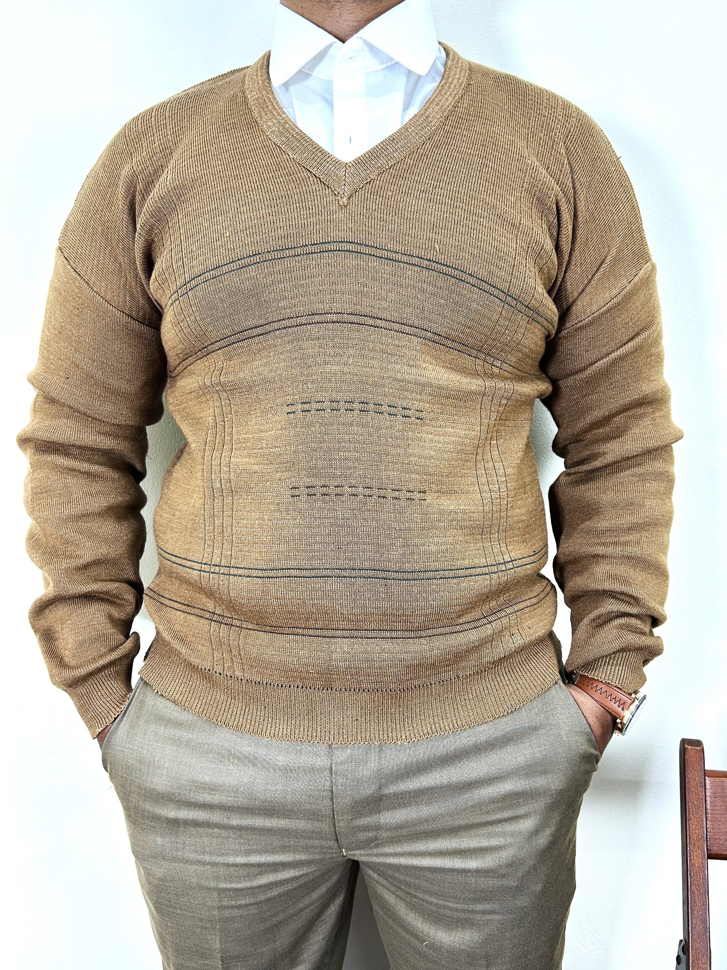 Rust Brown Full Sleeves Sweater for Men MSW60