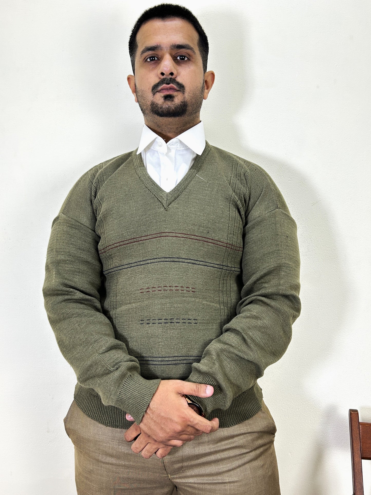 Green Full Sleeves Sweater for Men MSW61