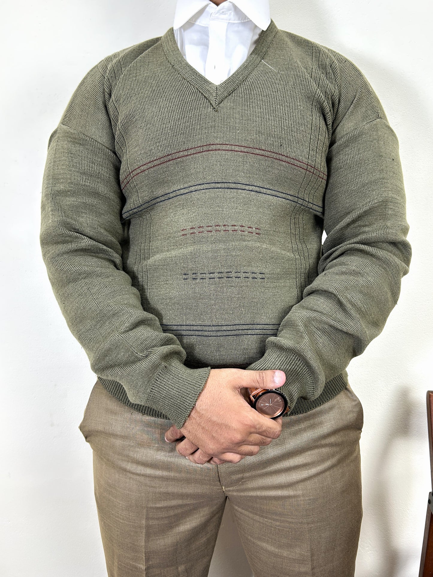 Green Full Sleeves Sweater for Men MSW61