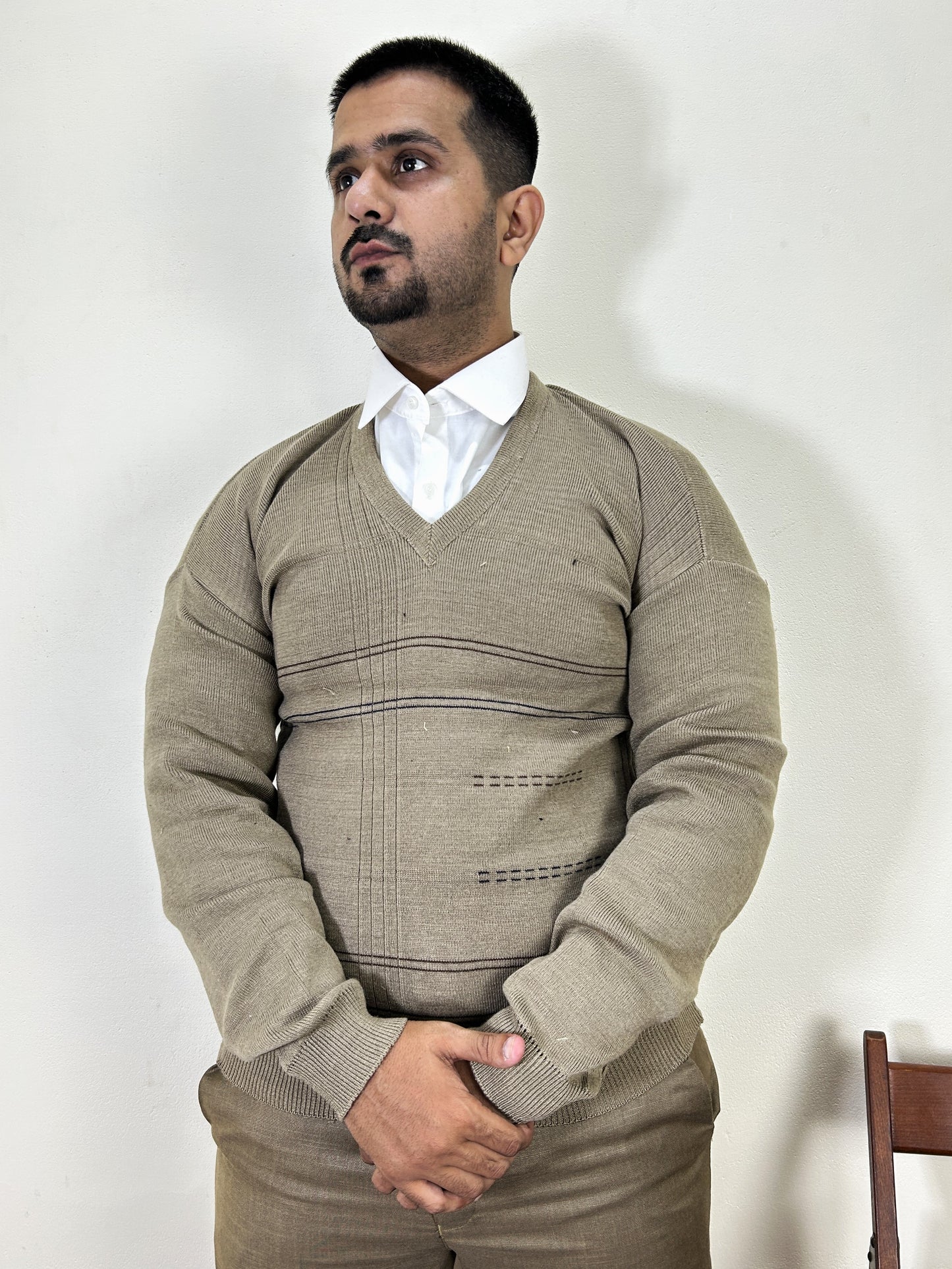 Brown Full Sleeves Sweater for Men MSW65