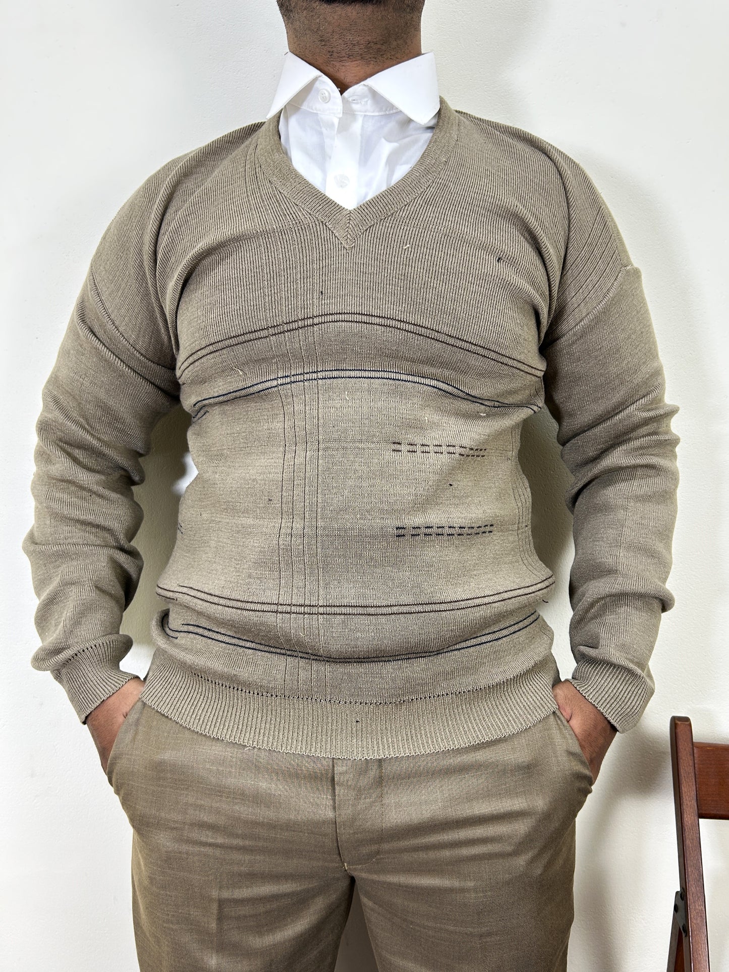 Brown Full Sleeves Sweater for Men MSW65