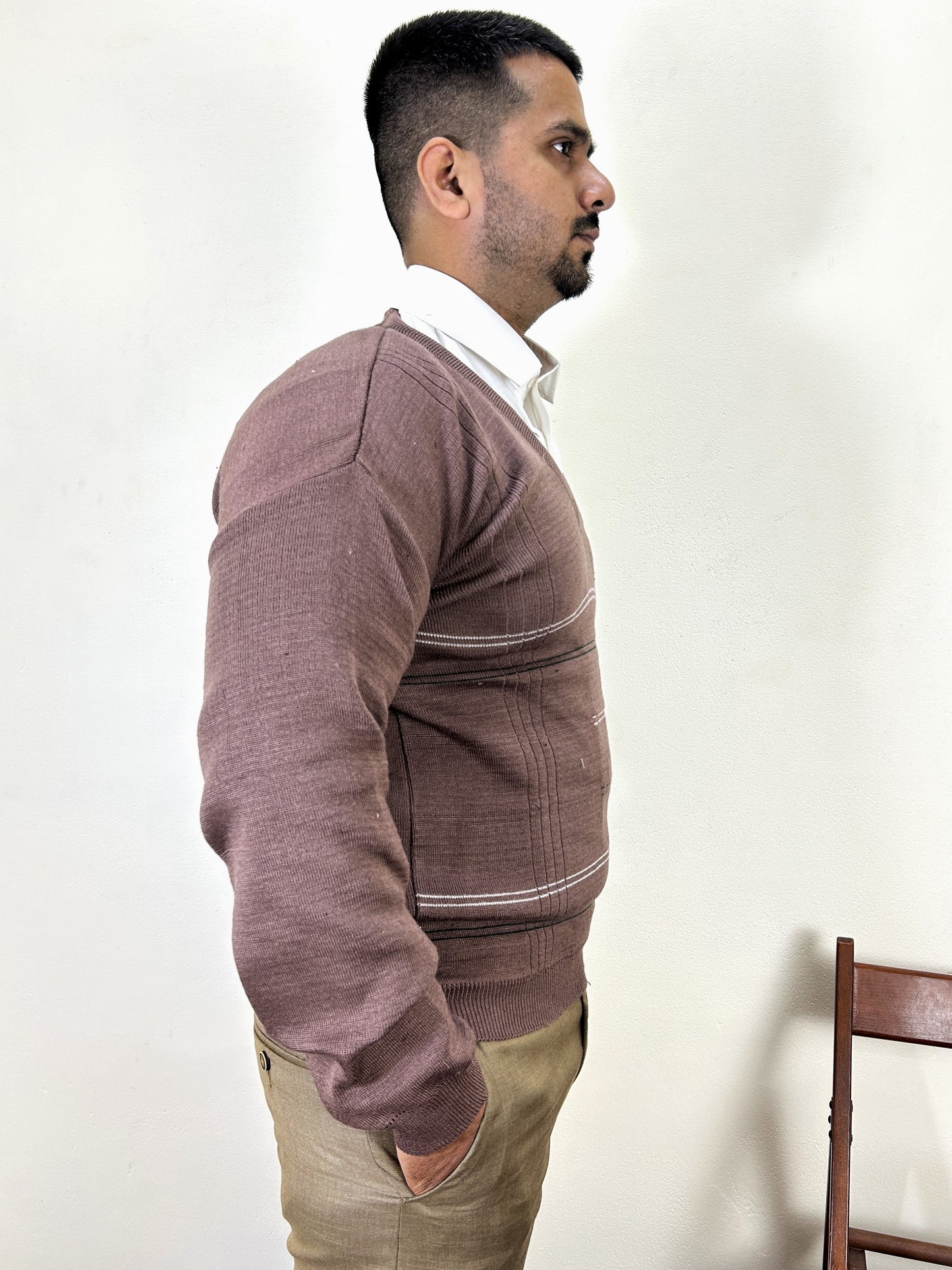 Wood Brown Full Sleeves Sweater for Men MSW64