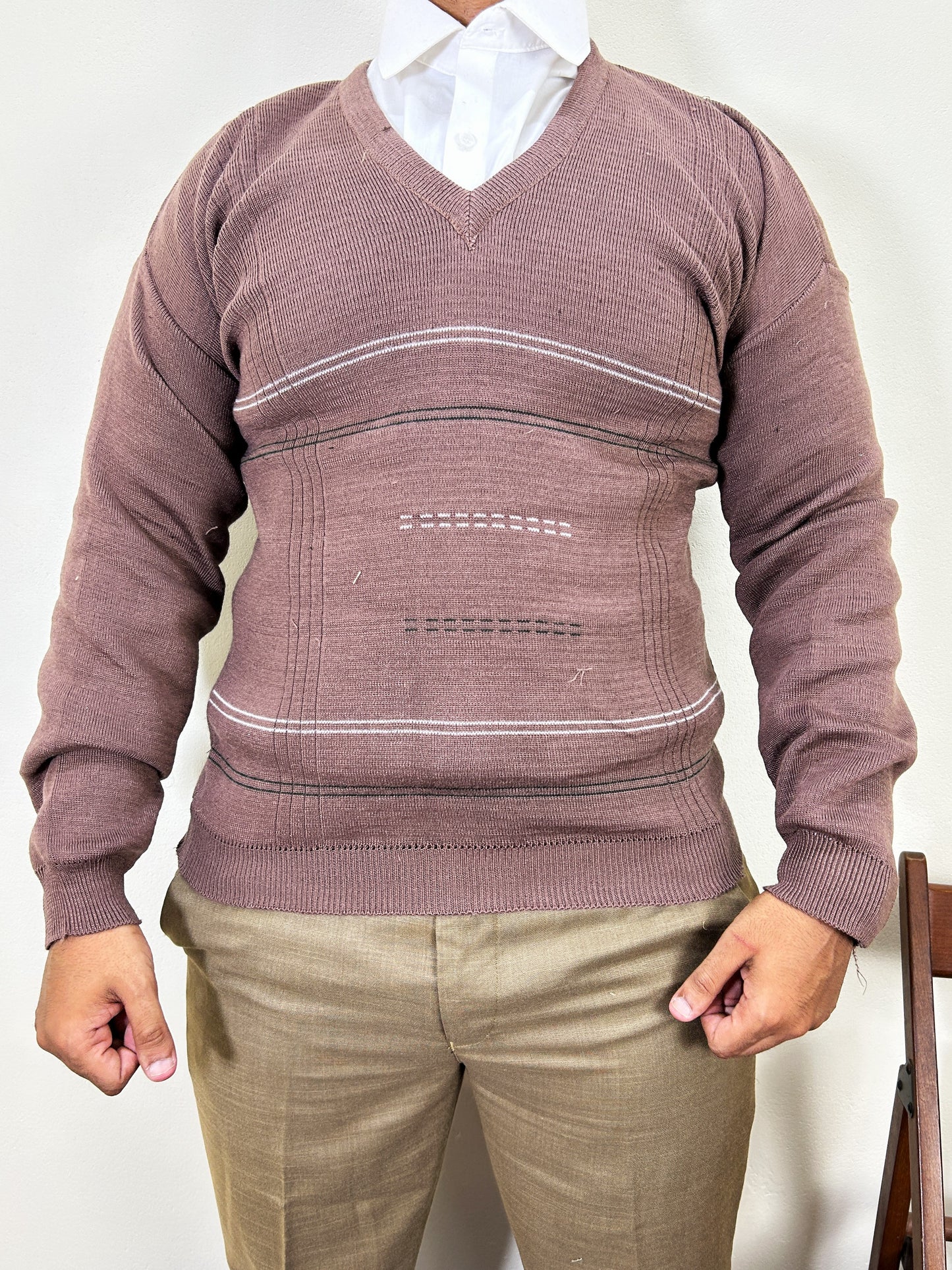 Wood Brown Full Sleeves Sweater for Men MSW64