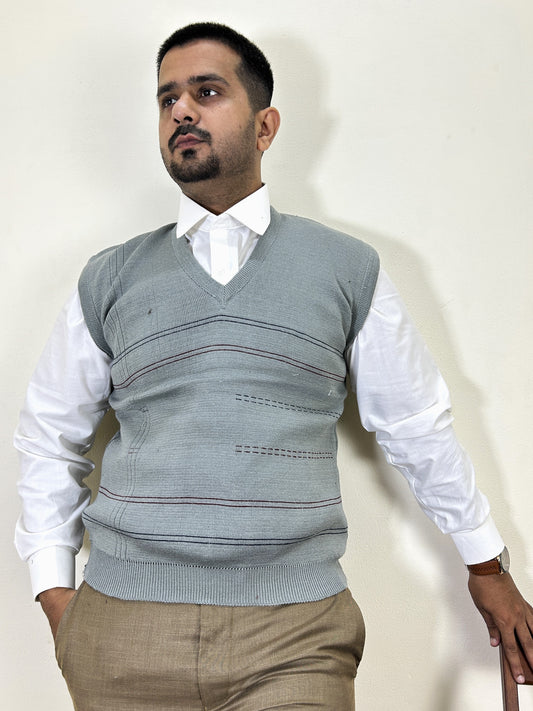 Grey Sleeveless Sweater for Men MSW67
