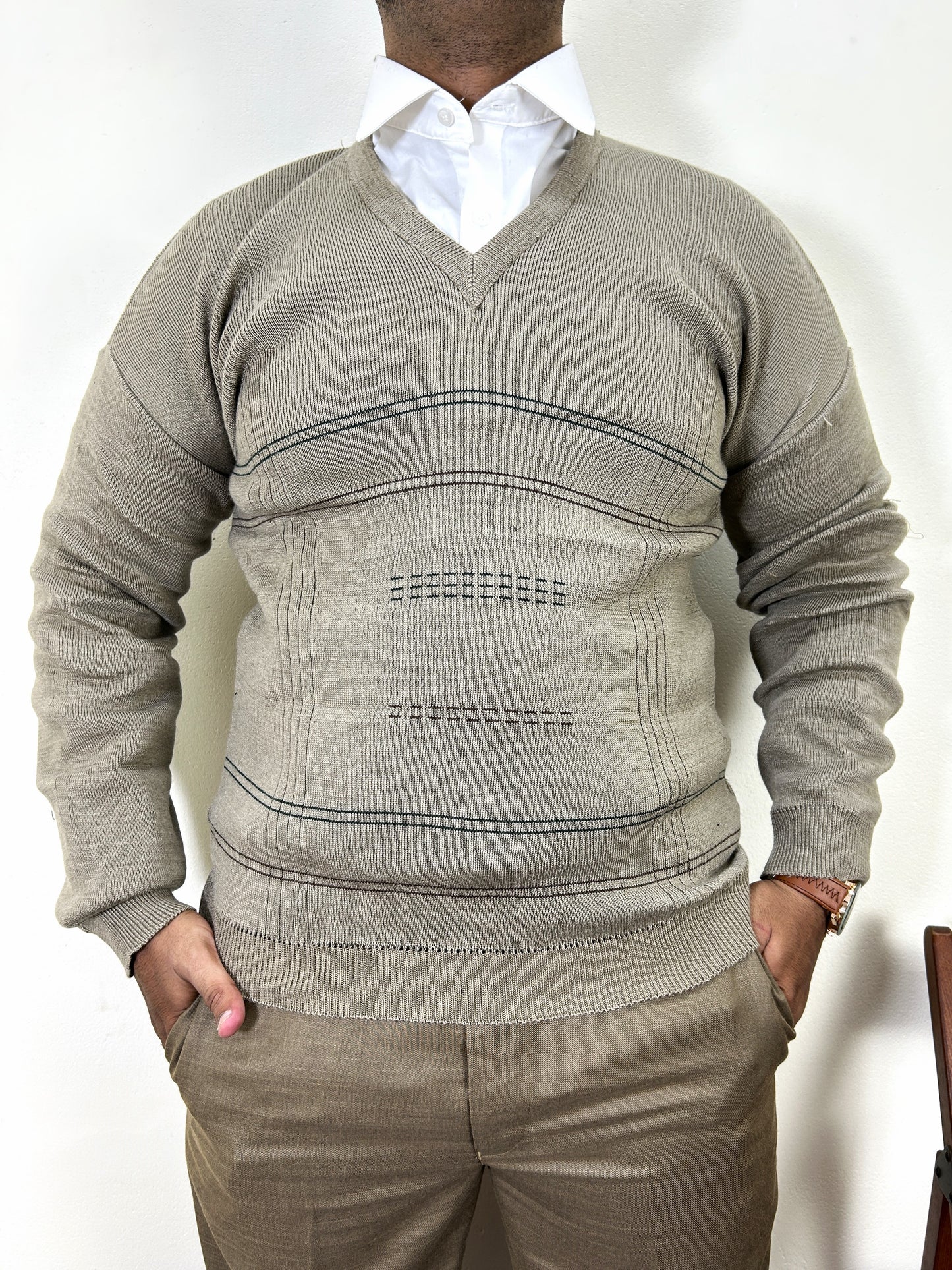 Beige Full Sleeves Sweater for Men MSW62