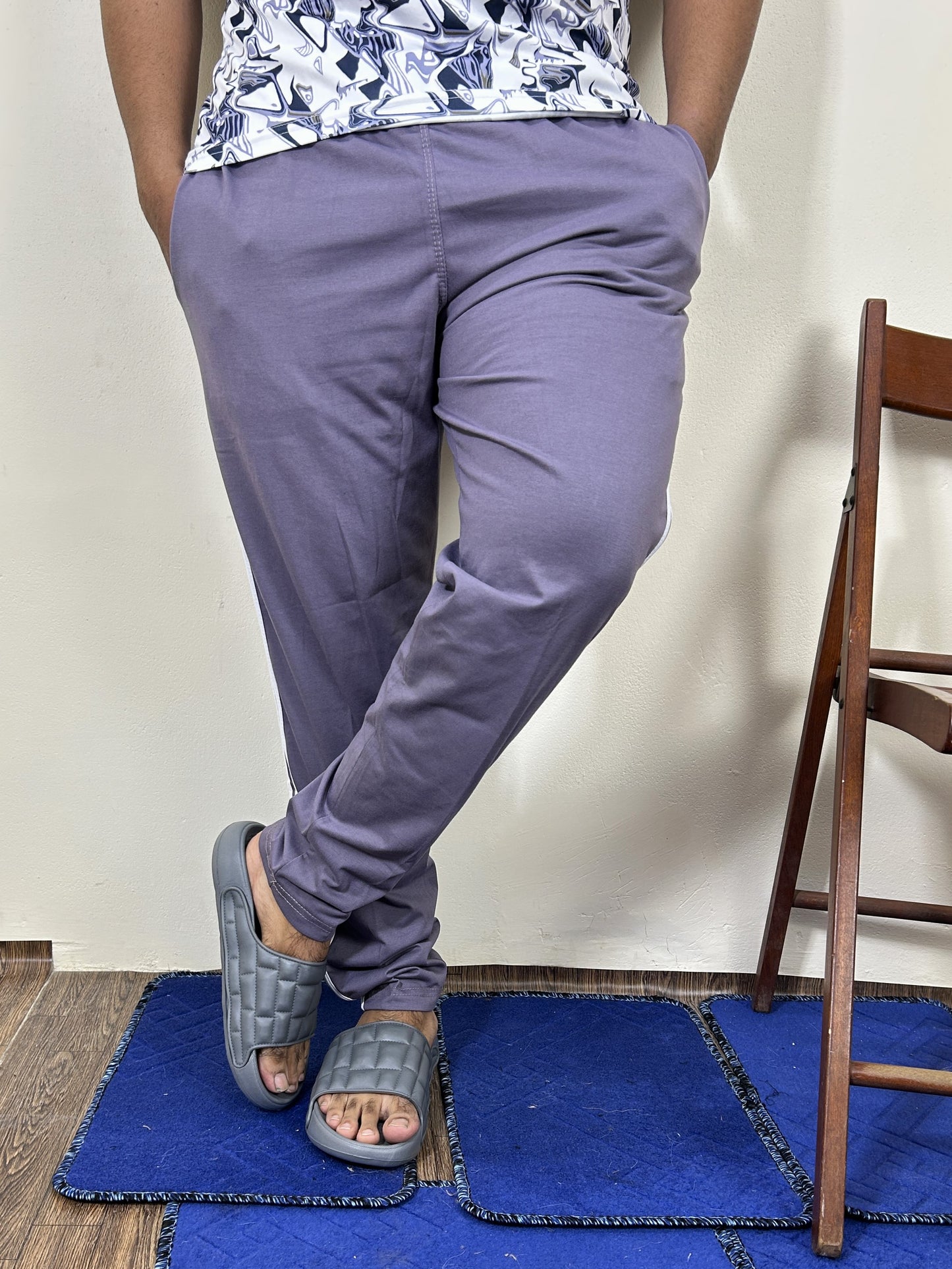 Lavender Jersey Trousers For Men MZ MT206