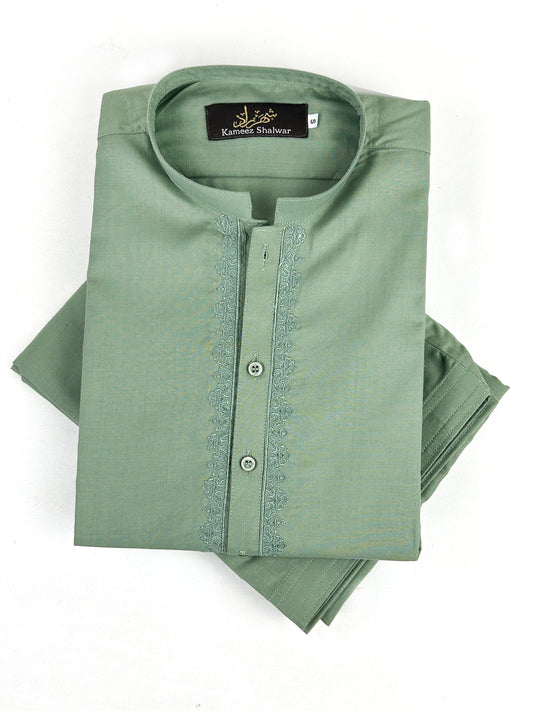 772- 08 Light Green Stitched Suit Kameez Shalwar For Men MSK213