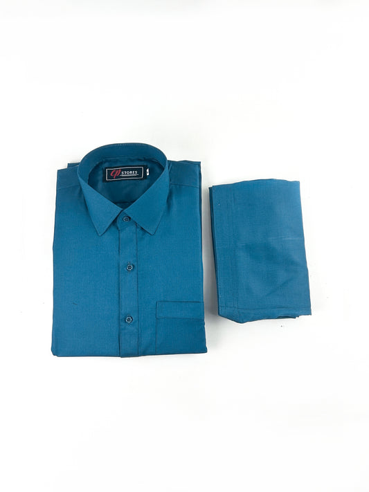 788- 08 Sea Blue Stitched Suit Kameez Shalwar For Men MSK205