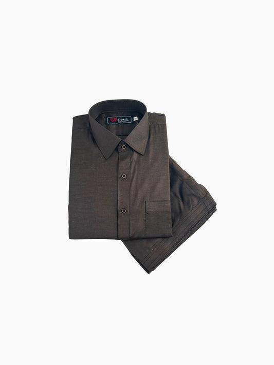 788- 07 Brown Stitched Suit Kameez Shalwar For Men MSK202