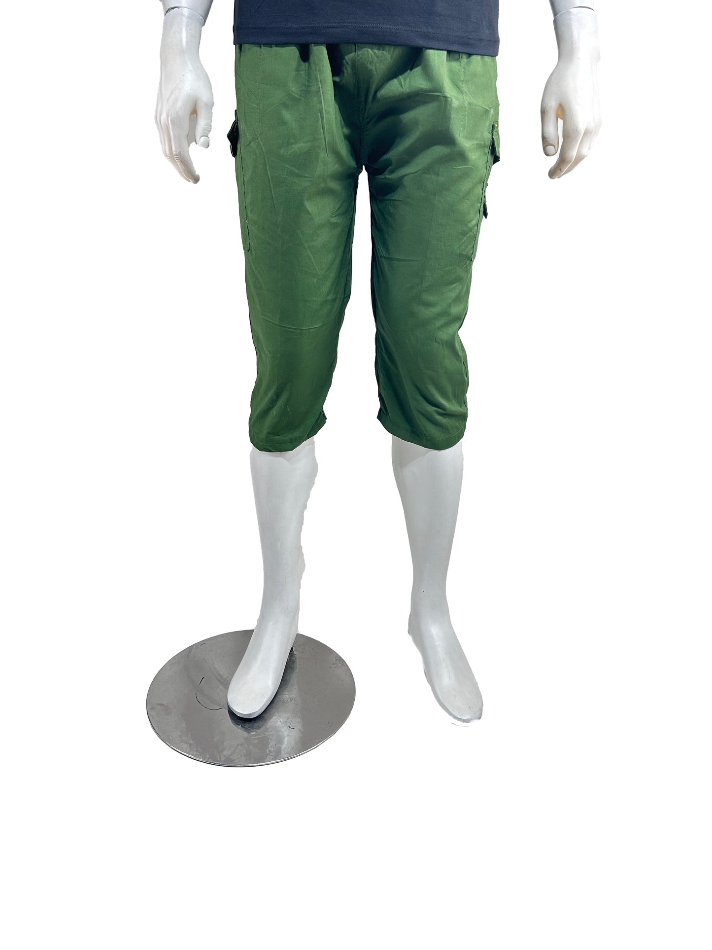 HG Dark Green Cargo 3-QTR Cotton Short for Men MS100