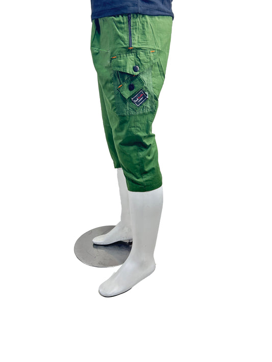 HG Dark Green Cargo 3-QTR Cotton Short for Men MS100