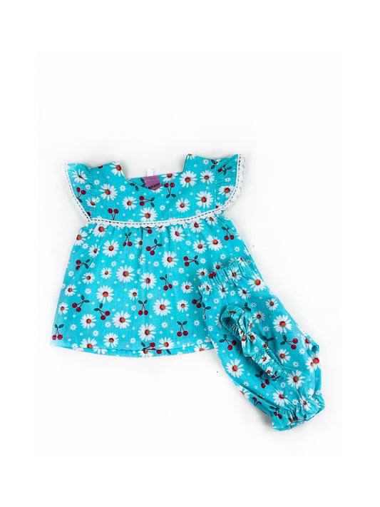 1Yr - 4Yrs Girl Cherry Cute Ferozi Suit For Girls BG GS250