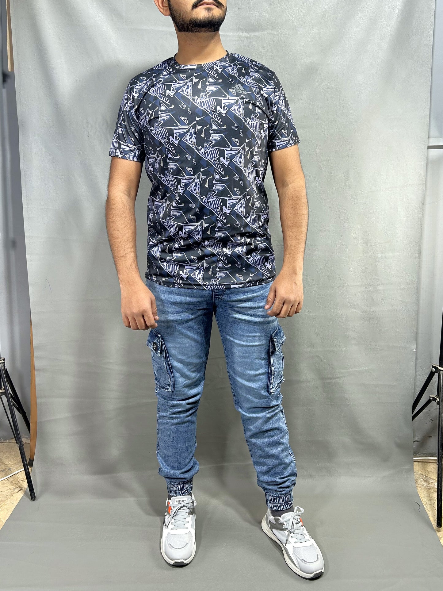 Ash Blue Stretchable Jeans For Men MT-224