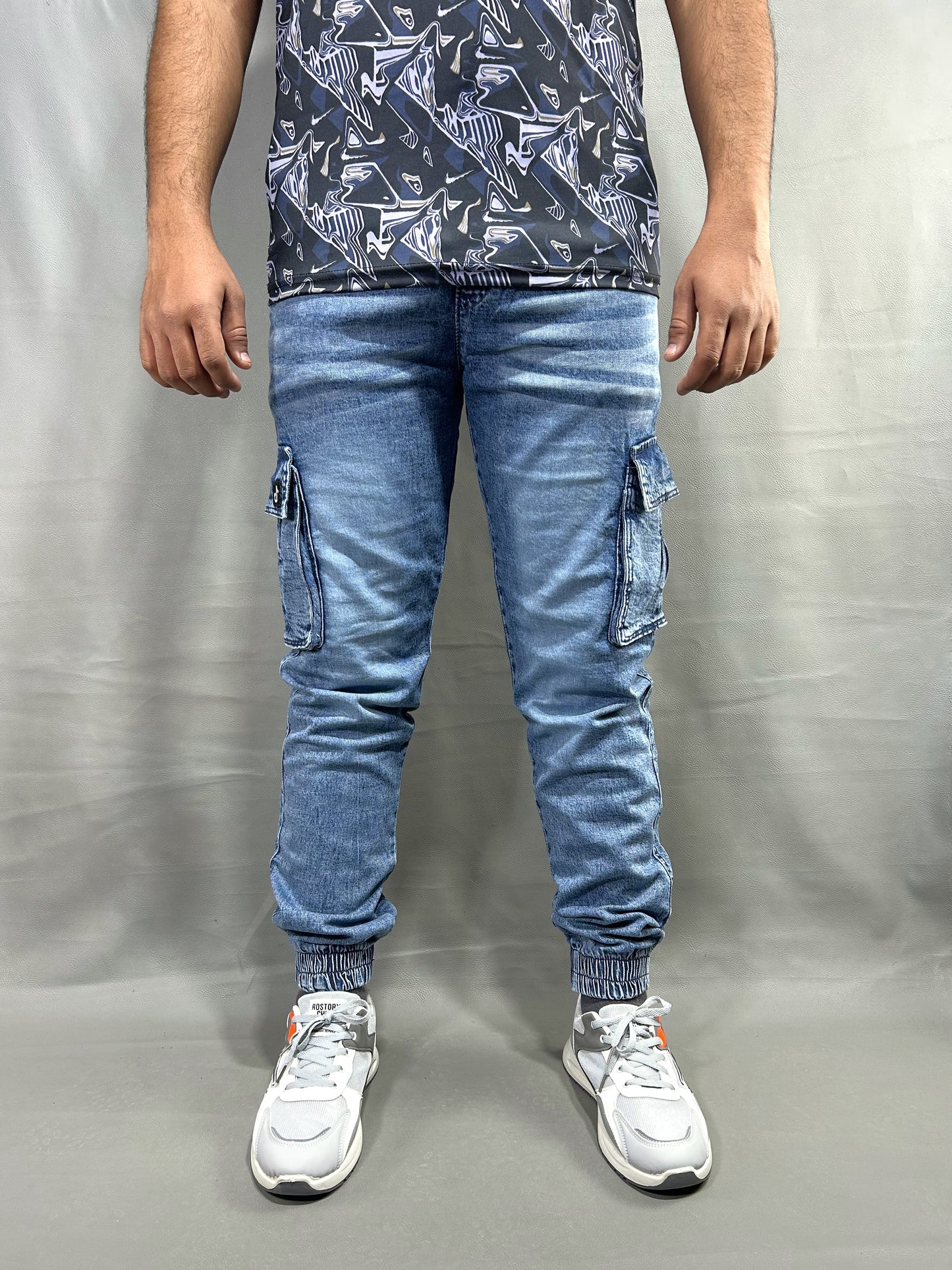 Ash Blue Stretchable Jeans For Men MT-224