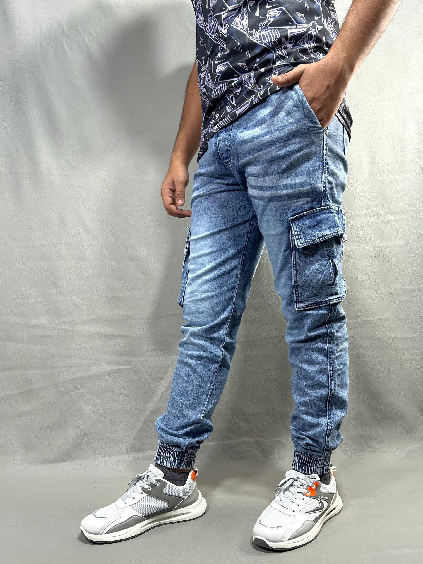 Ash Blue Stretchable Jeans For Men MT-224