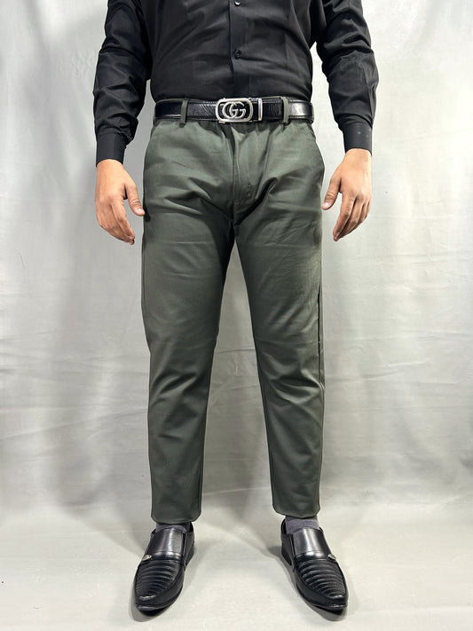 Dark Green Cotton Chino Pant For Men MCP39
