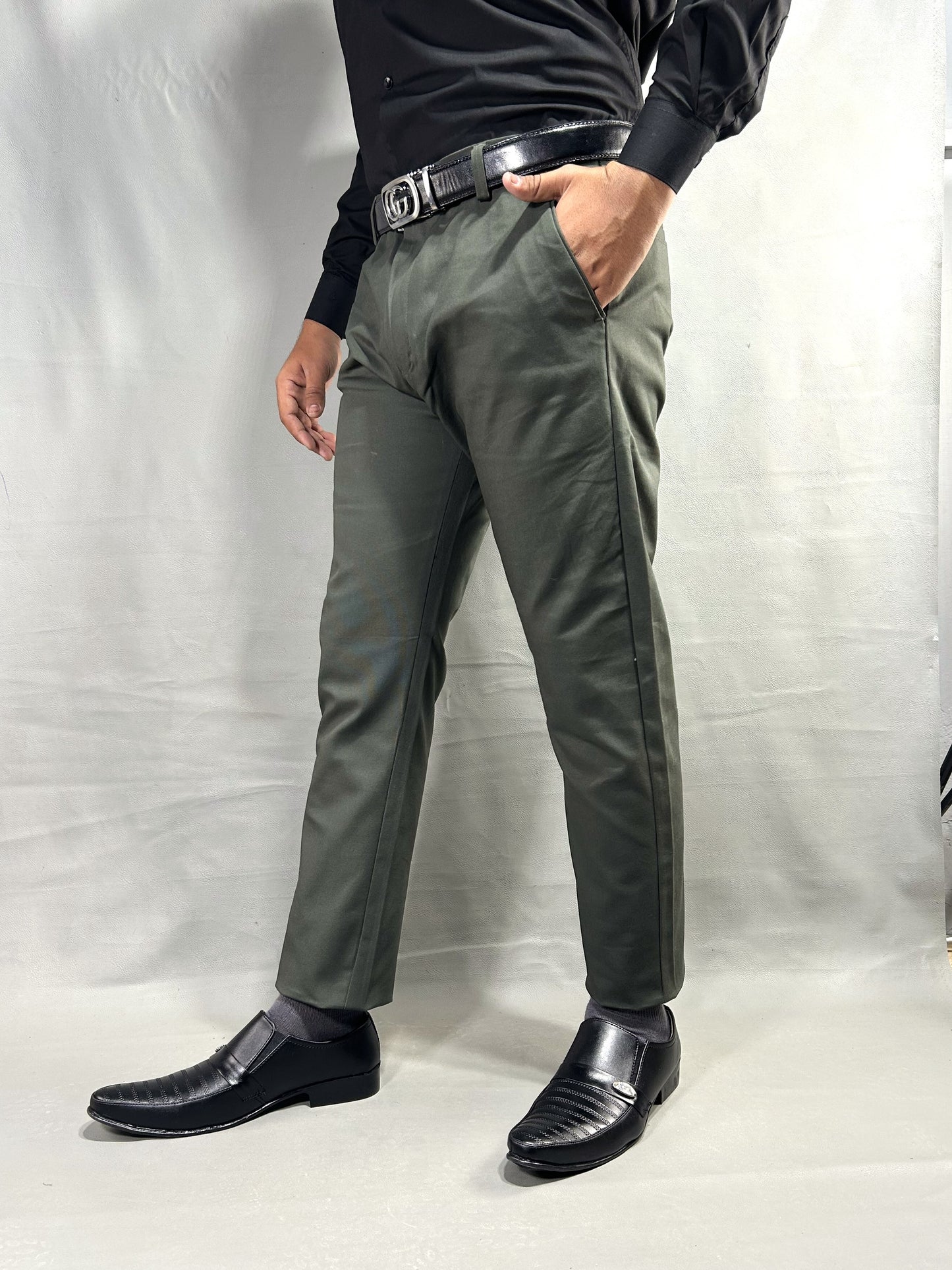 Dark Green Cotton Chino Pant For Men MCP39