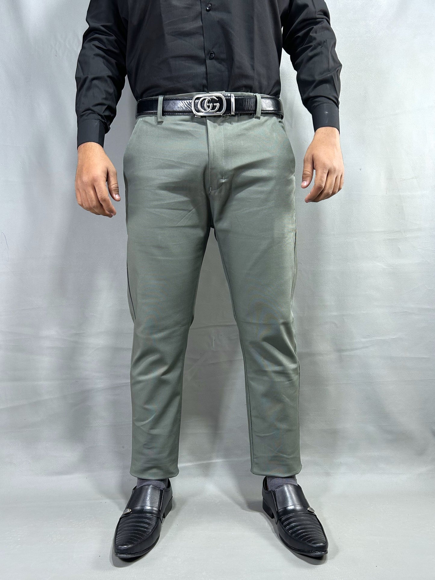 Ash Grey Cotton Chino Pant For Men MCP41
