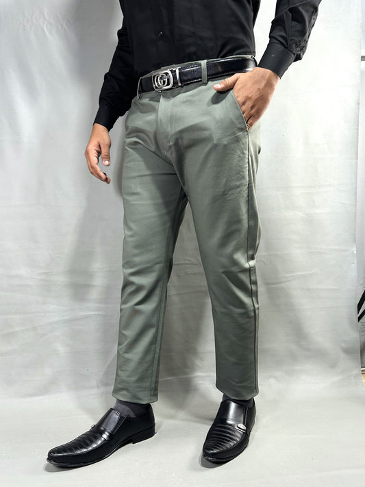 Ash Grey Cotton Chino Pant For Men MCP41