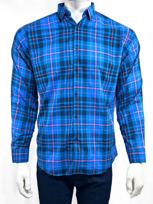 Blue Checks Casual Shirt For Men MCS75