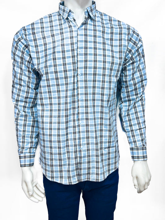 Light Blue Checks Casual Shirt For Men MCS66