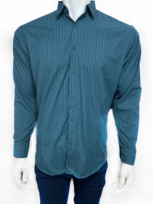 Dark Sea Green Checks Casual Shirt For Men MCS73