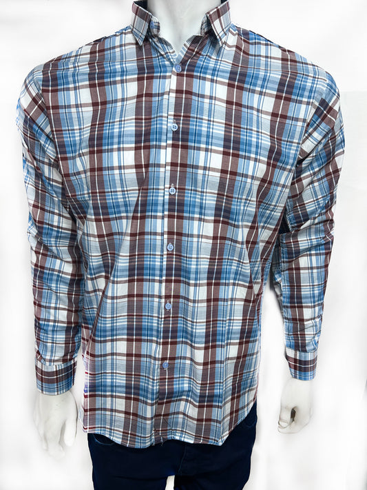 Light Blue Checks Casual Shirt For Men MCS76