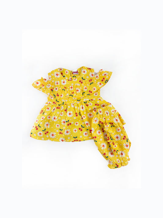 1Yr - 4Yrs Girl Cherry Blossom Bloom Yellow Suit For Girls BG GS247