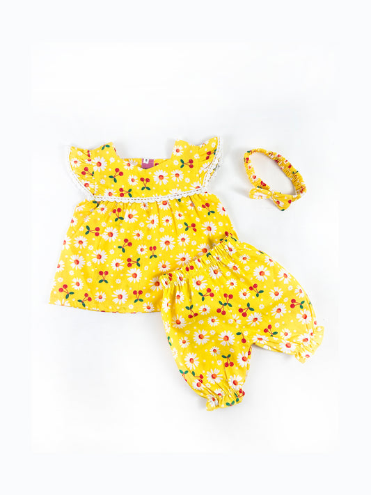 1Yr - 4Yrs Girl Cherry Cute Yellow Suit For Girls BG GS251