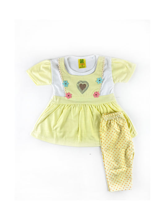 3Mth - 9Mth Heart Light Yellow Baby Suit For Newborn NBS439