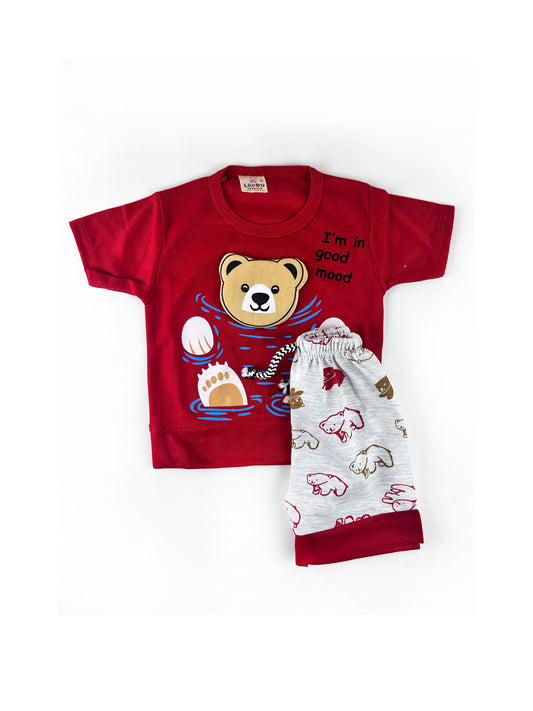 3Mth - 9Mth Good Mood Red Boy Light Blue Baba Suit For Newborns HG NBS435