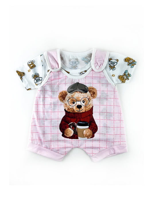 3Mth - 9Mth Teddy Cafe Pink Romper For Newborn MG NBR76