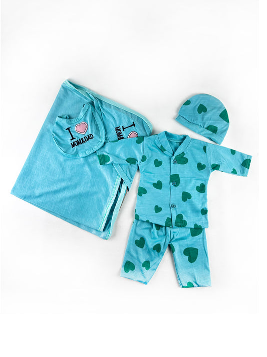0Mth - 3Mth Soft Petals Blue Gift Set For Newborn - 5Pc NBGS204