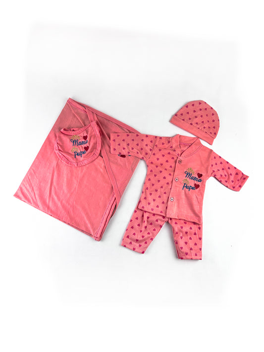 0Mth - 3Mth Mama-Papa Red Gift Set For Newborn - 5Pc NBGS203