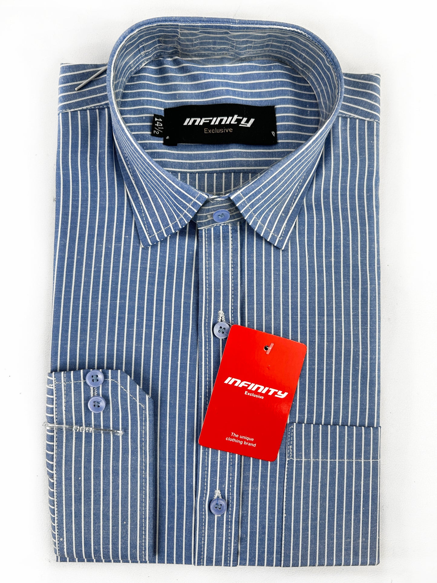 Light Blue Line Formal Dress Shirt For Men MFS314