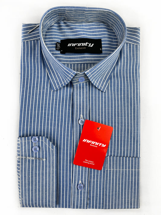 Light Blue Line Formal Dress Shirt For Men MFS314