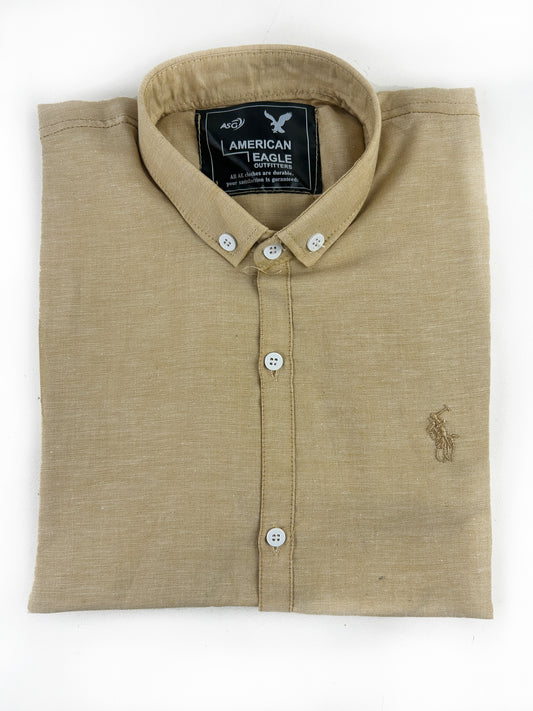 Light Fawn Chambray Casual Shirt For Men MCS82