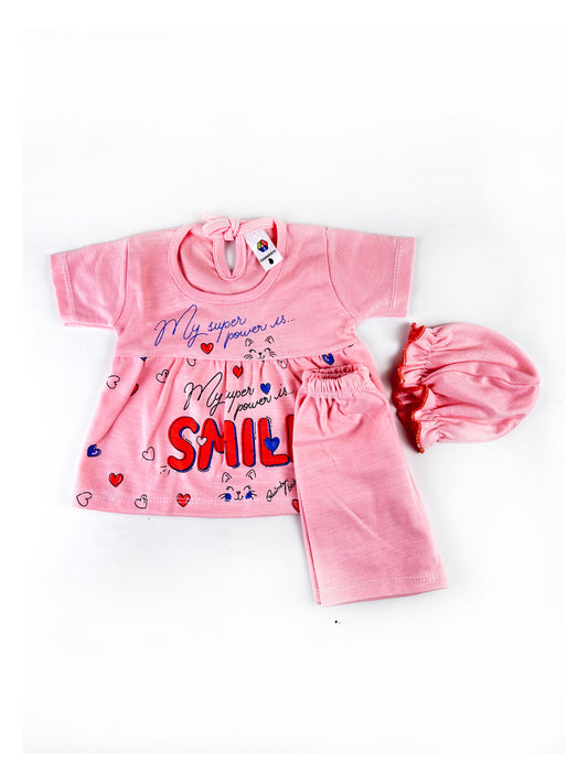 HG Newborn Baby Suit 0Mth - 3Mth Power Smile Pink NBS465