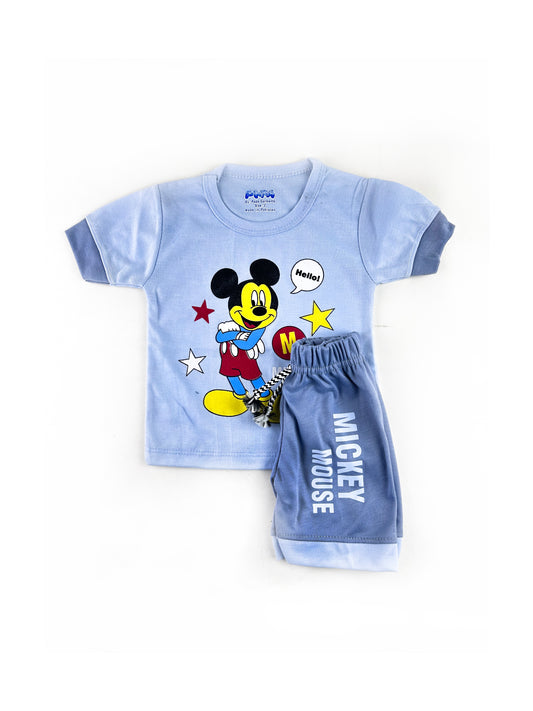 3Mth - 9Mth  Hello Mickey Light Blue  Baba Suit For Newborn PG NBS476