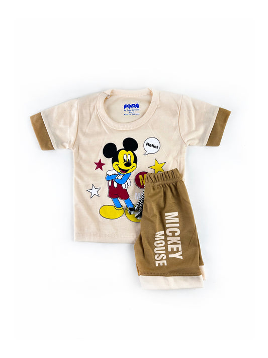 3Mth - 9Mth  Hello Mickey Light Yellow  Baba Suit For Newborn PG NBS478