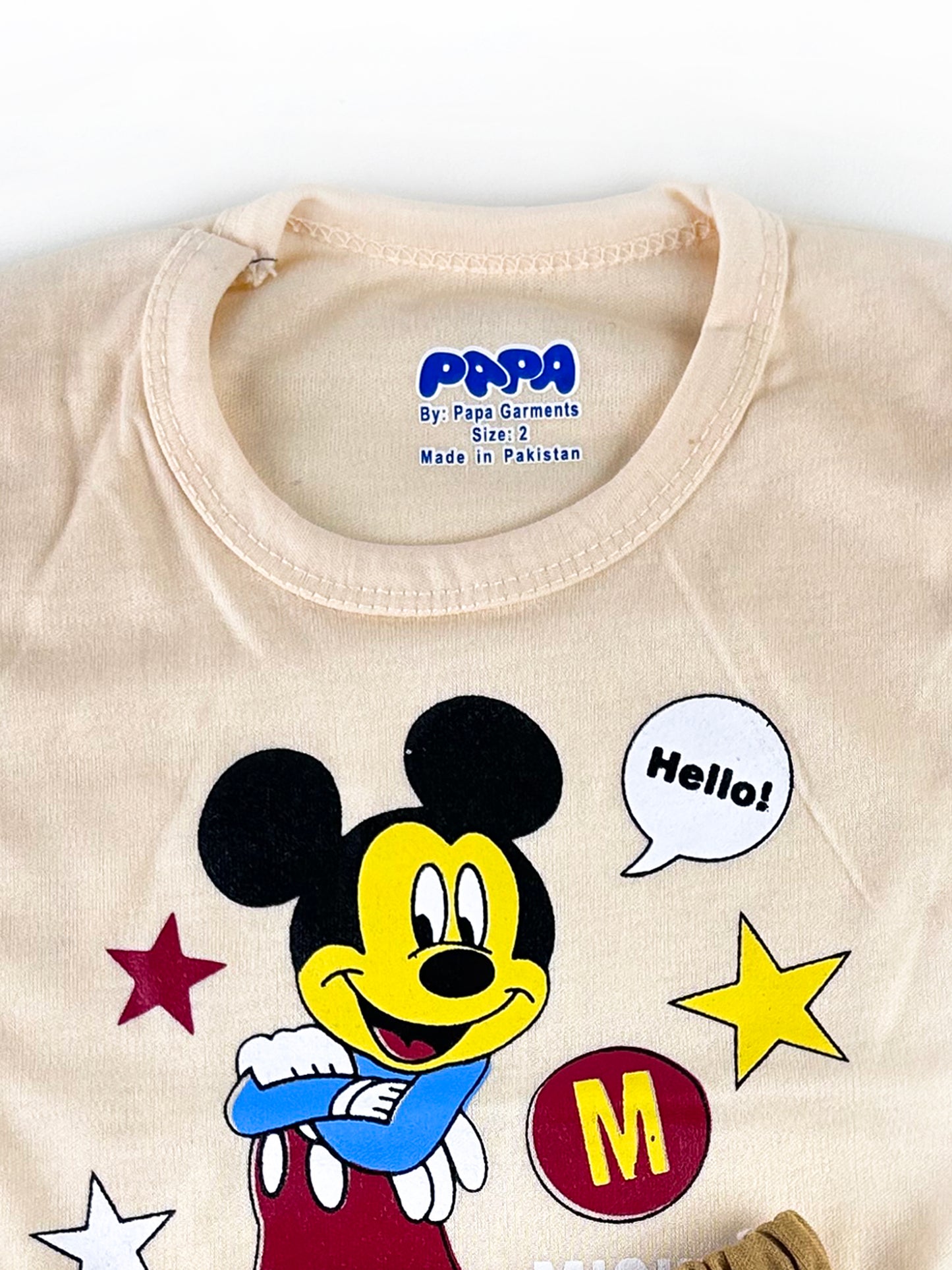 3Mth - 9Mth  Hello Mickey Light Yellow  Baba Suit For Newborn PG NBS478