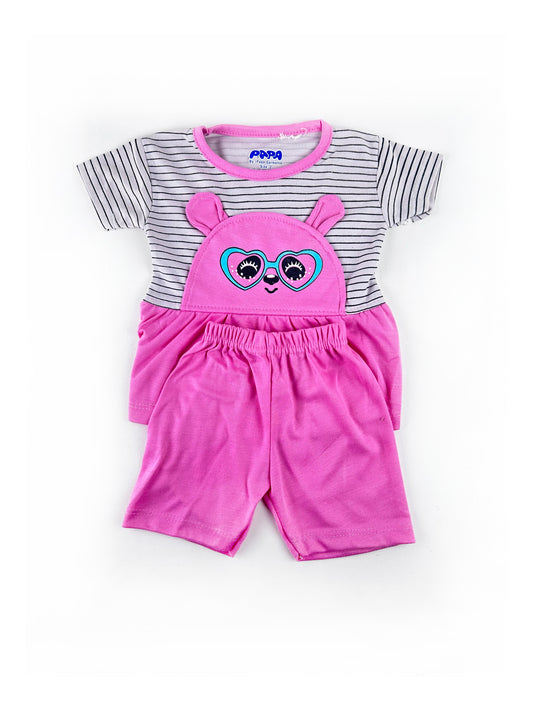 PG Newborn Baby Suit 3Mth - 9Mth Heart Bear Pink NBS485