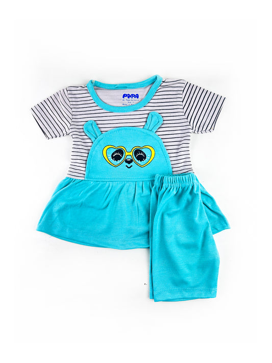 PG Newborn Baby Suit 3Mth - 9Mth Heart Bear Ferozi NBS487