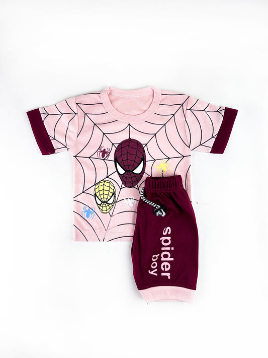 3Mth - 9Mth  Spider Boy Pink Baba Suit For Newborn PG NBS474