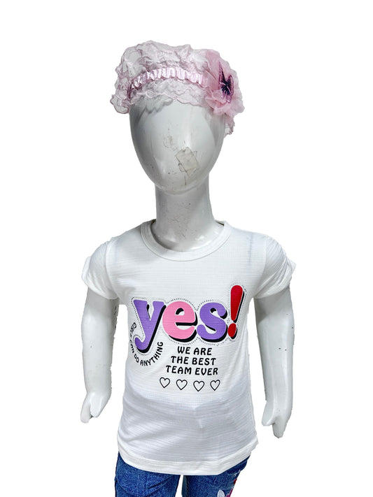 2.5Yrs - 7Yrs SK Yes Smoke White T-Shirt For Girls  GTS69