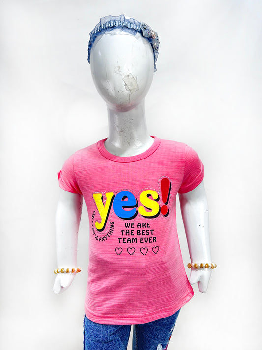 2.5Yrs - 7Yrs SK Yes Pink T-Shirt For Girls  GTS70