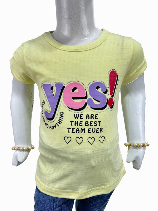 2.5Yrs - 7Yrs SK Yes Yellow T-Shirt For Girls  GTS71